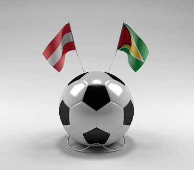 Avusturya - Guyana Futbol Bayrakları, Beyaz Arkaplan - 3D Render