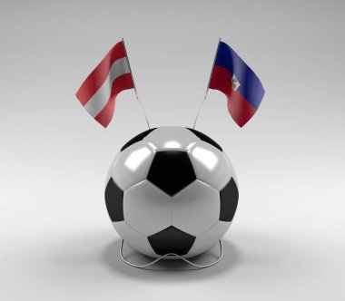 Avusturya - Haiti Futbol Bayrakları, Beyaz Arkaplan - 3D Render