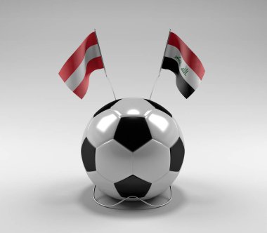 Avusturya - Irak Futbol Bayrakları, Beyaz Arkaplan - 3D Yapılandırma