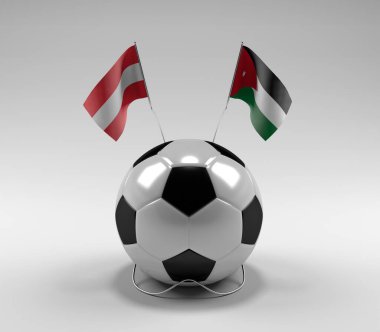 Avusturya - Ürdün Futbol Bayrakları, Beyaz Arkaplan - 3D Render
