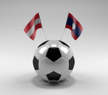 Avusturya - Laos Futbol Bayrakları, Beyaz Arkaplan - 3D Render