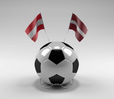 Avusturya - Letonya Futbol Bayrakları, Beyaz Arkaplan - 3D Render