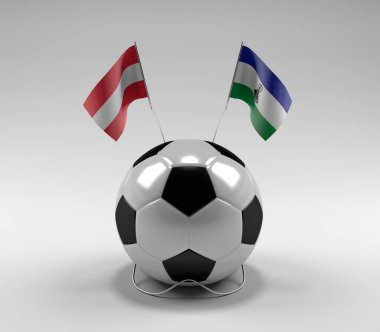 Avusturya - Lesotho Futbol Bayrakları, Beyaz Arkaplan - 3D Render