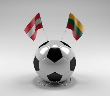 Avusturya - Litvanya Futbol Bayrakları, Beyaz Arkaplan - 3D Render