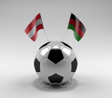 Avusturya - Malavi Futbol Bayrakları, Beyaz Arkaplan - 3D Render