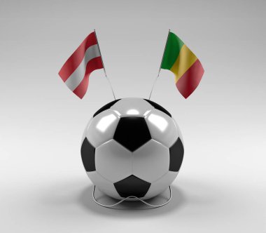 Avusturya - Mali Futbol Bayrakları, Beyaz Arkaplan - 3D Render