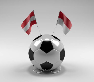 Avusturya - Monako Futbol Bayrakları, Beyaz Arkaplan - 3D Render