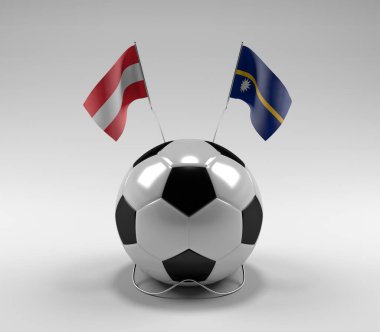Avusturya - Nauru Futbol Bayrakları, Beyaz Arkaplan - 3D Render