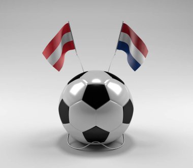 Avusturya - Hollanda Futbol Bayrakları, Beyaz Arkaplan - 3D Render