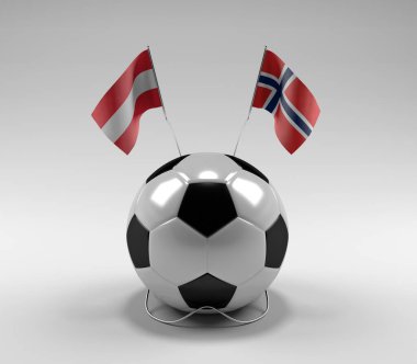 Avusturya - Norveç Futbol Bayrakları, Beyaz Arkaplan - 3D Render