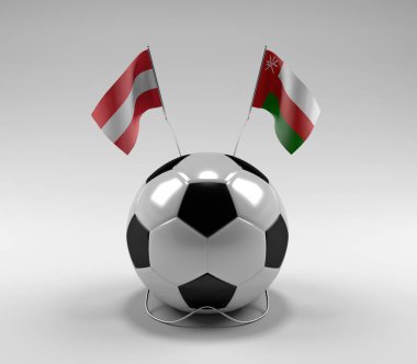 Avusturya - Umman Futbol Bayrakları, Beyaz Arkaplan - 3D Render
