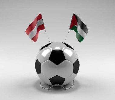 Avusturya - Filistin Futbol Bayrakları, Beyaz Arkaplan - 3D Render