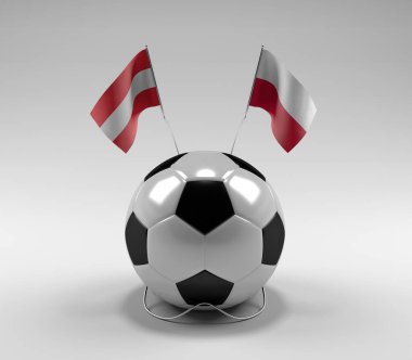 Avusturya - Polonya Futbol Bayrakları, Beyaz Arkaplan - 3D Render