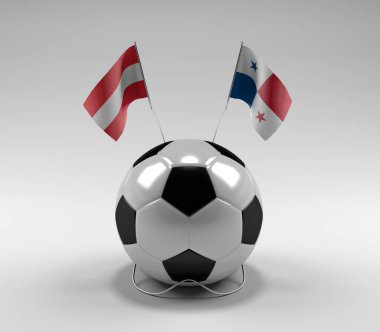 Avusturya - Panama Futbol Bayrakları, Beyaz Arkaplan - 3D Render
