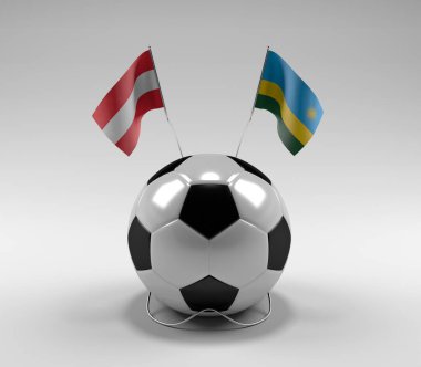 Avusturya - Ruanda Futbol Bayrakları, Beyaz Arkaplan - 3D Render