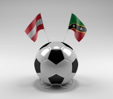 Avusturya - Saint-Kitts-and-Nevis Futbol Bayrakları, Beyaz Arkaplan - 3D Render