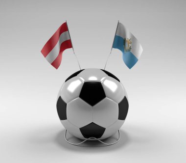 Avusturya - San-Marino Futbol Bayrakları, Beyaz Arkaplan - 3D Render