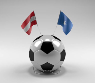 Avusturya - Somali Futbol Bayrakları, Beyaz Arkaplan - 3D Render