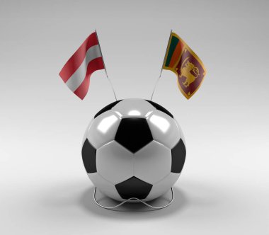 Avusturya - Sri-Lanka Futbol Bayrakları, Beyaz Arkaplan - 3D Render