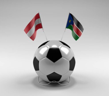 Avusturya - Güney Sudan Futbol Bayrakları, Beyaz Arkaplan - 3D Render