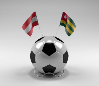 Avusturya - Togo Futbol Bayrakları, Beyaz Arkaplan - 3D Render