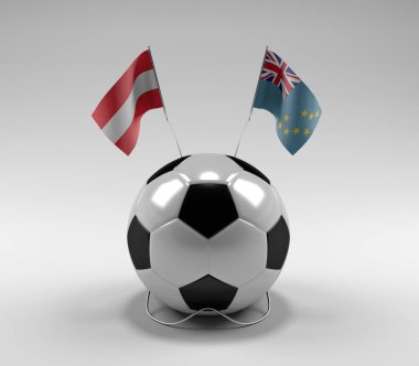 Avusturya - Tuvalu Futbol Bayrakları, Beyaz Arkaplan - 3D Render