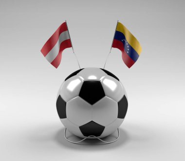 Avusturya - Venezuela Futbol Bayrakları, Beyaz Arkaplan - 3D Render