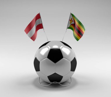 Avusturya - Zimbabve Futbol Bayrakları, Beyaz Arkaplan - 3D Render
