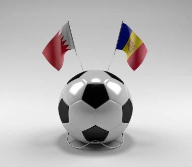 Bahreyn - Andorra Futbol Bayrakları, Beyaz Arkaplan - 3D Render