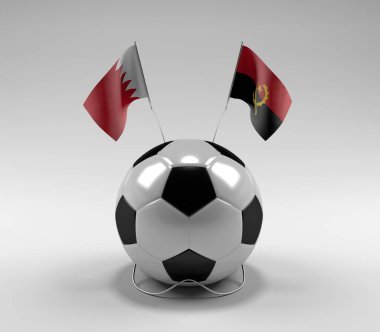 Bahreyn - Angola Futbol Bayrakları, Beyaz Arkaplan - 3D Render