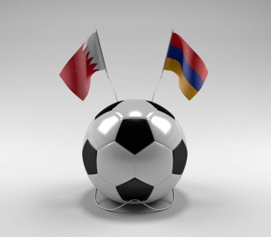 Bahreyn - Ermenistan Futbol Bayrakları, Beyaz Arkaplan - 3D Render