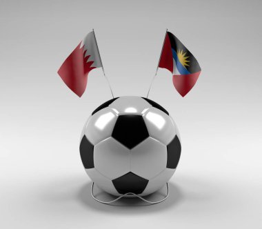 Bahreyn - Antigua ve Barbuda Futbol Bayrakları, Beyaz Arkaplan - 3D Render
