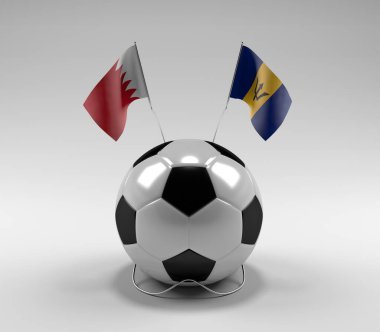 Bahreyn - Barbados Futbol Bayrakları, Beyaz Arkaplan - 3D Render