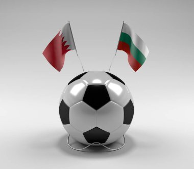 Bahreyn - Bulgaristan Futbol Bayrakları, Beyaz Arkaplan - 3D Render