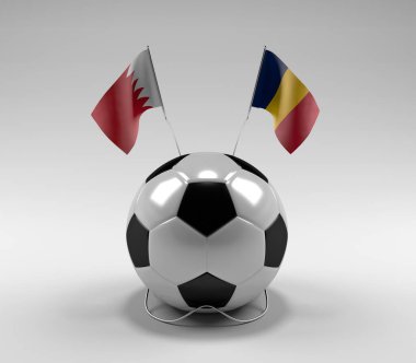 Bahreyn - Çad Futbol Bayrakları, Beyaz Arkaplan - 3D Render