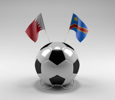 Bahreyn - Kongo Demokratik Cumhuriyeti Futbol Bayrakları, Beyaz Arkaplan - 3D Render