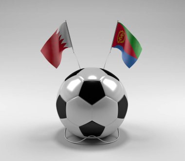Bahreyn - Eritre Futbol Bayrakları, Beyaz Arkaplan - 3D Render