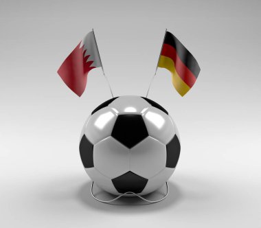 Bahreyn - Almanya Futbol Bayrakları, Beyaz Arkaplan - 3D Render