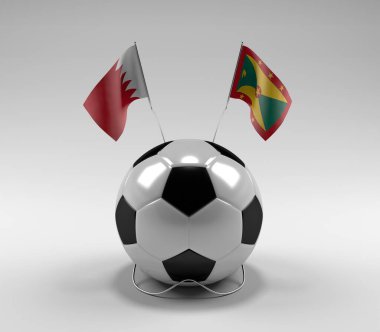 Bahreyn - Grenada Futbol Bayrakları, Beyaz Arkaplan - 3D Render