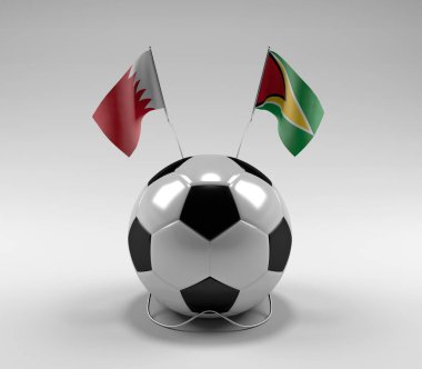 Bahreyn - Guyana Futbol Bayrakları, Beyaz Arkaplan - 3D Render