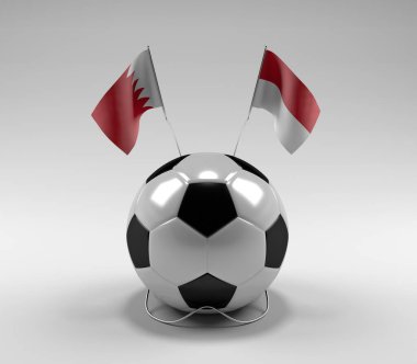Bahreyn - Endonezya Futbol Bayrakları, Beyaz Arkaplan - 3D Render