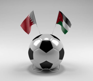 Bahreyn - Jordan Futbol Bayrakları, Beyaz Arkaplan - 3D Render