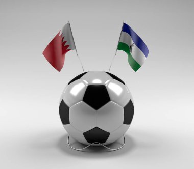 Bahreyn - Lesotho Futbol Bayrakları, Beyaz Arkaplan - 3D Render