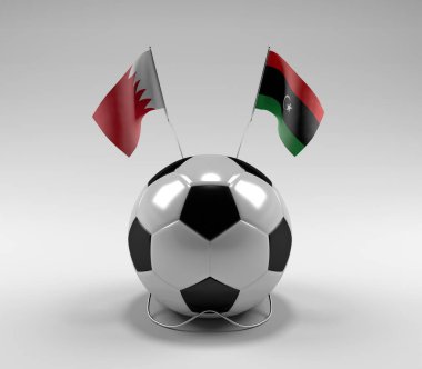 Bahreyn - Libya Futbol Bayrakları, Beyaz Arkaplan - 3D Render