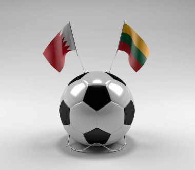 Bahreyn - Litvanya Futbol Bayrakları, Beyaz Arkaplan - 3D Render