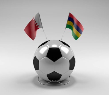 Bahreyn - Mauritius Futbol Bayrakları, Beyaz Arkaplan - 3D Render