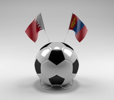 Bahreyn - Moğolistan Futbol Bayrakları, Beyaz Arkaplan - 3D Render