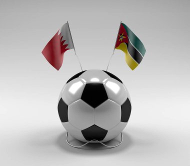 Bahreyn - Mozambik Futbol Bayrakları, Beyaz Arkaplan - 3D Render