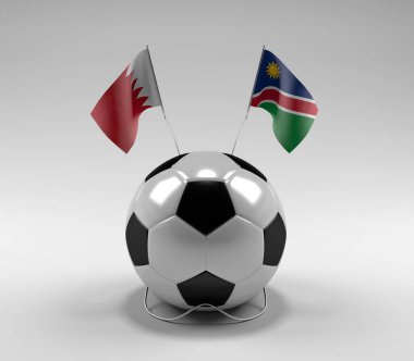 Bahreyn - Namibya Futbol Bayrakları, Beyaz Arkaplan - 3D Render