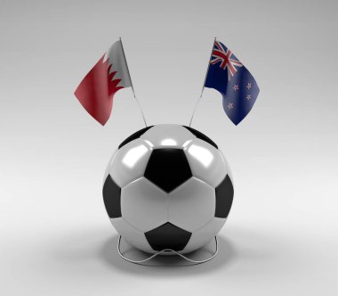 Bahreyn - Yeni Zelanda Futbol Bayrakları, Beyaz Arkaplan - 3D Render